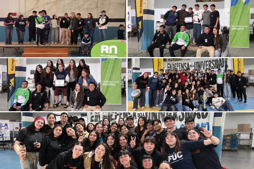 Collage de celebración universitaria en el gimnasio